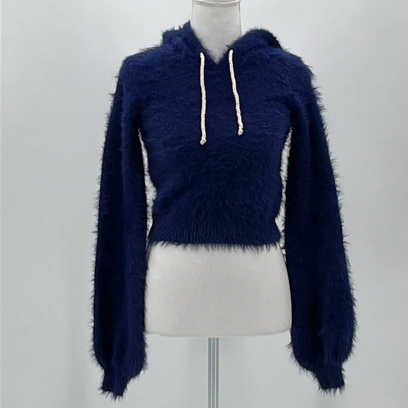 House of Harlow 1960 x Revolve Vaughn Fuzzy Pullover Hoodie Sweater - Small - Picture 3 of 8